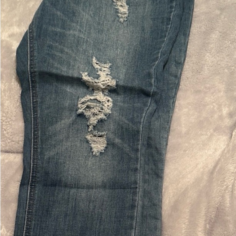 Indigo Rein Distressed Blue Boyfriend Jeans